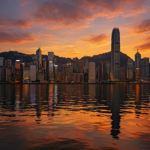 Victoria Harbour Sunset Skyline