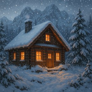 Warm Cabin in a Silent Snowfall