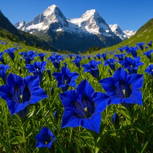 Alpine Cobalt: Gentian Meadow at High Noon