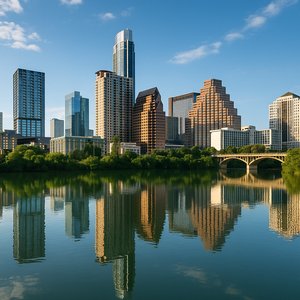 Austin Skyline Reflected on Lady Bird Lake