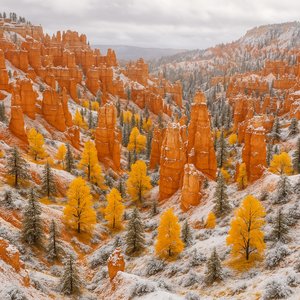Autumn Snow on Bryce Canyon Hoodoos