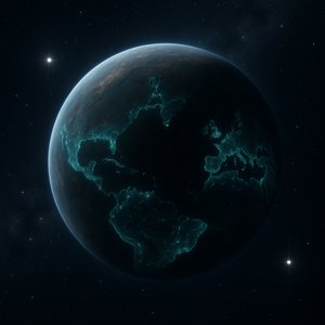 Bioluminescent Exoplanet — Night-Side Continent Glow