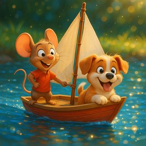 Brave Little Mouse & Cheerful Puppy Sailing