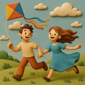 Breezy Day: Kite Run (3D Clay Cartoon)