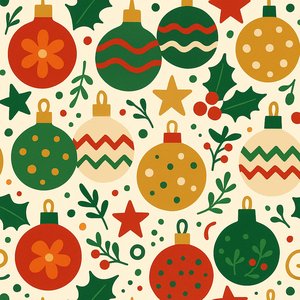 Bright Christmas Ornaments — Seamless Puzzle Pattern