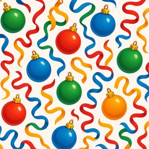 Bright Holiday Bauble & Ribbon Pattern