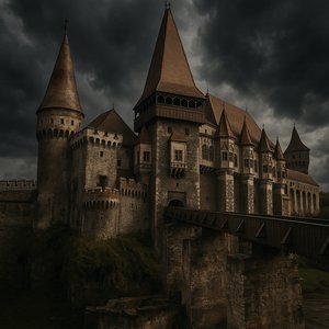 Brooding Guardians: Corvin Castle at Dusk