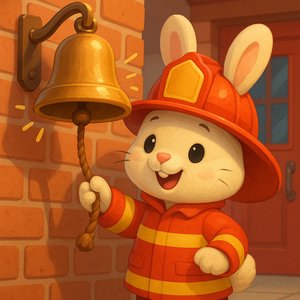 Bunny Firefighter Rings the Bell