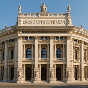 Burgtheater, Vienna — Monumental Neoclassical Façade in Clean Sunlight