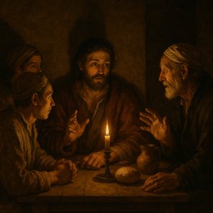 Candlelit Discourse: A Baroque Interior Scene