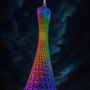 Canton Tower in Rainbow Light