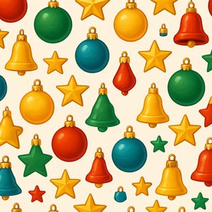 Cheerful Christmas Ornaments Seamless Pattern