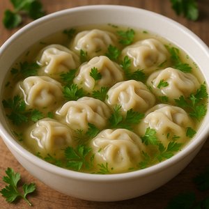 Chuchvara in Clear Herb Broth