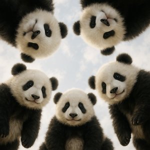 Circle of Curious Panda Cubs
