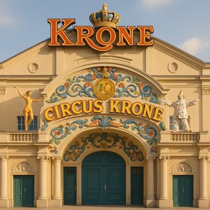 Circus Krone Grand Entrance — Ornate Facade in Soft Sunlight