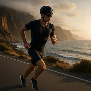 Coastal Pursuit: Triathlon Run at Golden Hour