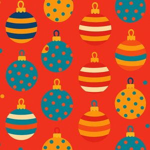 Colorful Retro Christmas Ornaments Pattern