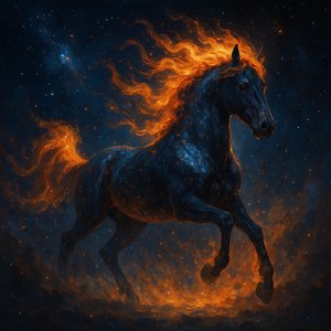 Cosmic Fire Horse — Holiday Nebula Stallion