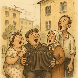 Courtyard Chorus: Neighbors Singing with an Accordion