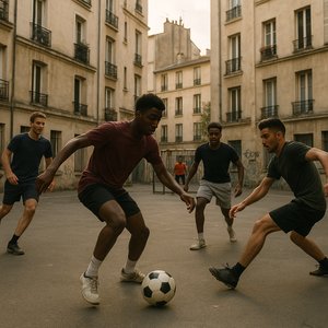 Courtyard Kickabout in Parisian Light