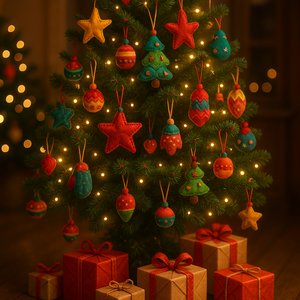 Cozy Christmas Tree with Handmade Felt Ornaments