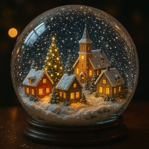 Cozy Christmas Village Snow Globe