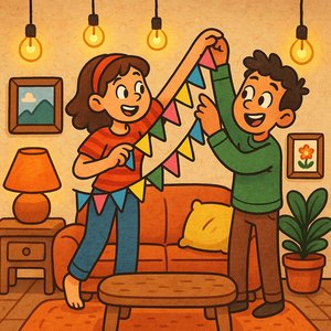 Cozy Garland Decorating — Cartoon Fun
