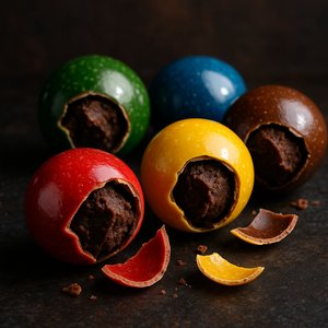 Cracked-Open Chocolate-Coated Candies