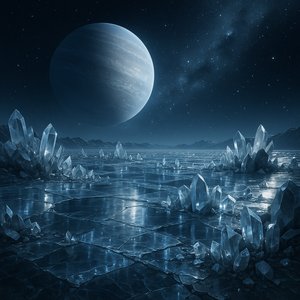 Crystal Plains of a Blue Exoplanet