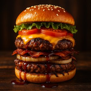 Double Decker Luxe Cheeseburger with Dripping BBQ