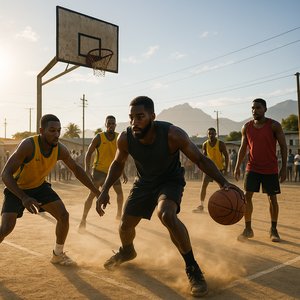 Dust & Determination — Street Basketball at Sundown