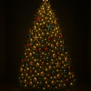 Elegant Starry Christmas Tree at Night