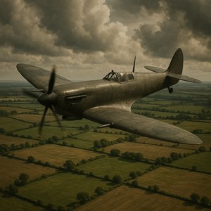 Elliptical Wing Patrol — Vintage WWII Fighter (Spitfire‑Inspired)