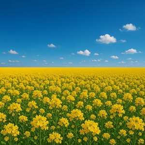 Endless Golden Rapeseed Under a Summer Sky