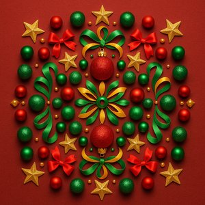 Festive Holiday Mandala — Red, Green & Gold Ornaments