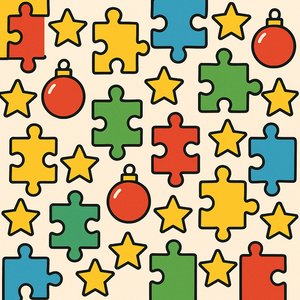 Festive Puzzle Pattern with Stars & Ornaments