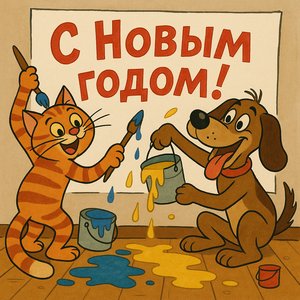 Friendly Chaos: Cat & Dog New Year Poster