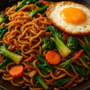 Glazed Mie Goreng with Sunny-Side Egg