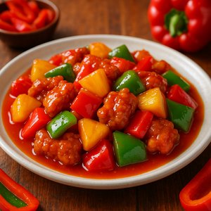 Glazed Sweet and Sour Pork with Pineapple & Bell Peppers