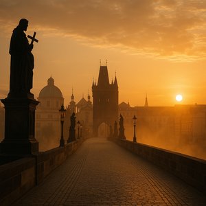 Golden Dawn on Charles Bridge