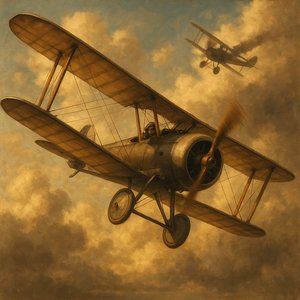 Golden Dogfight: Sopwith-Inspired Biplane in Sunlit Clouds