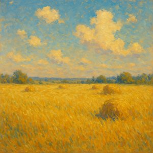 Golden Hayfield at Noon