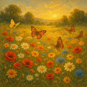 Golden Meadow at Dusk