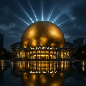 Golden Sphere at Night — Shanghai Circus World