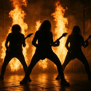 Inferno Riff: Industrial Metal Silhouettes