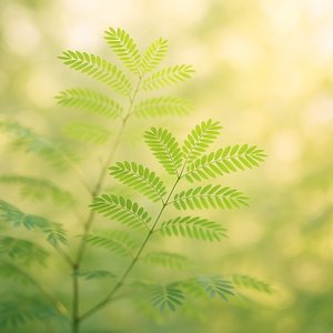 Ipil-Ipil Leaves in Warm Backlight