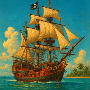 Jolly Roger at Noon: Caribbean Galleon