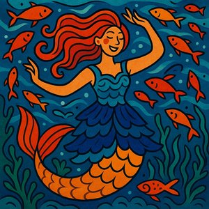 Joyful Mermaid Dancing Under the Sea