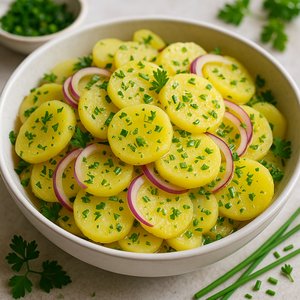 Kartoffelsalat (German Potato Salad) with Herbs & Red Onion