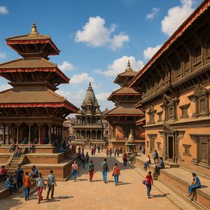 Kathmandu Durbar Square — Carved Palaces in Bright Daylight
